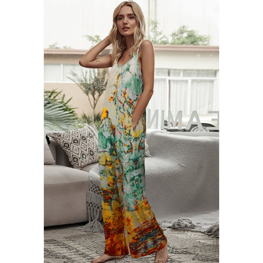 Tie-Dye Spaghetti Strap Jumpsuit with Pockets