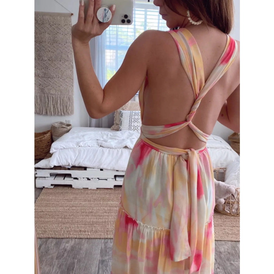 Tie-Dye Tiered Maxi Dress Apparel and Accessories