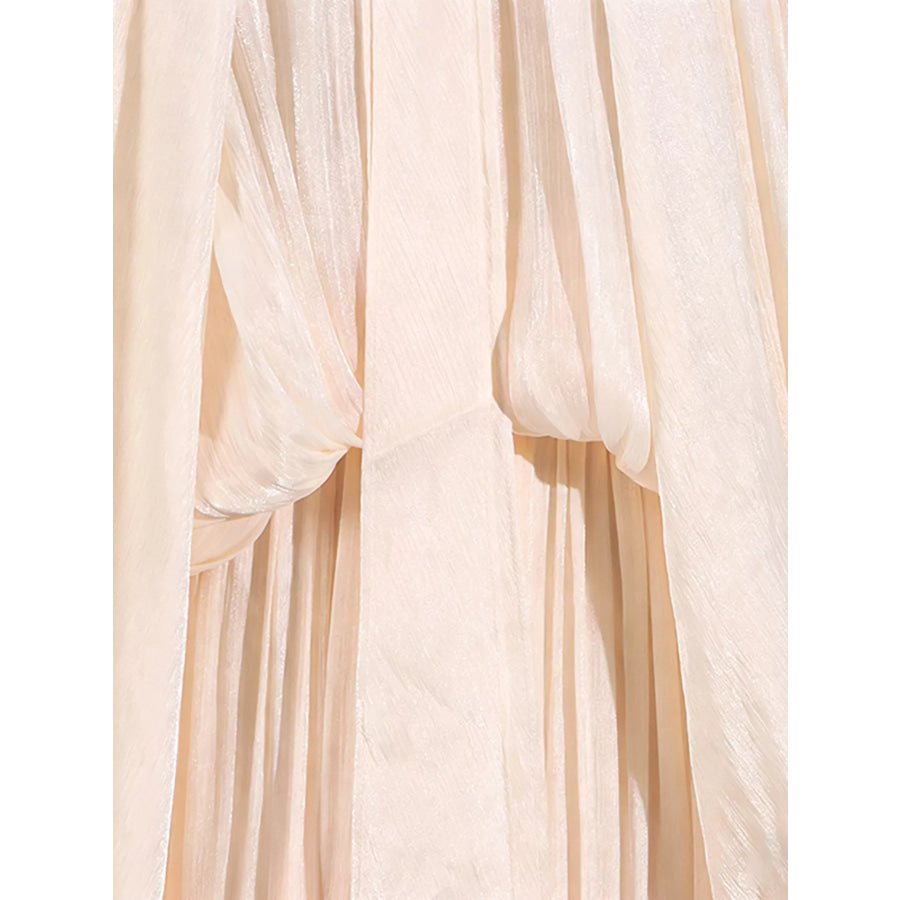 Tie Front Balloon Sleeve Midi Dress Apparel and Accessories