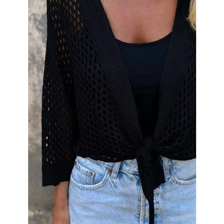 Tie-Front Crochet Knit Cover Up Apparel and Accessories