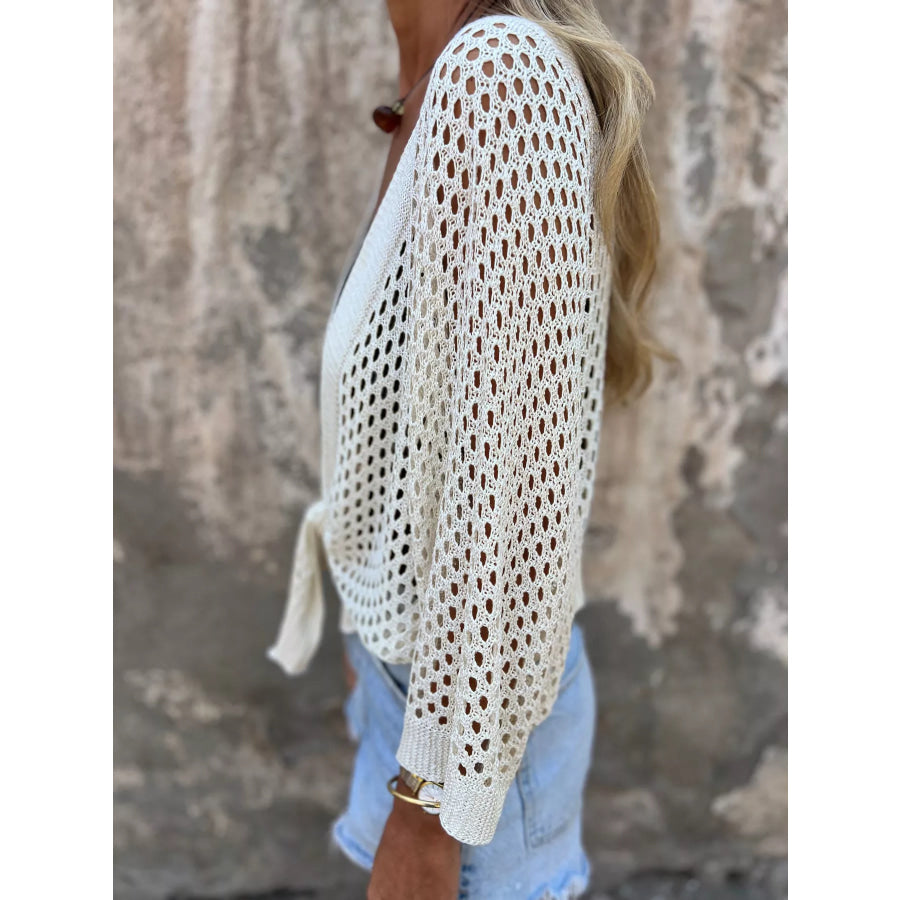 Tie-Front Crochet Knit Cover Up Apparel and Accessories