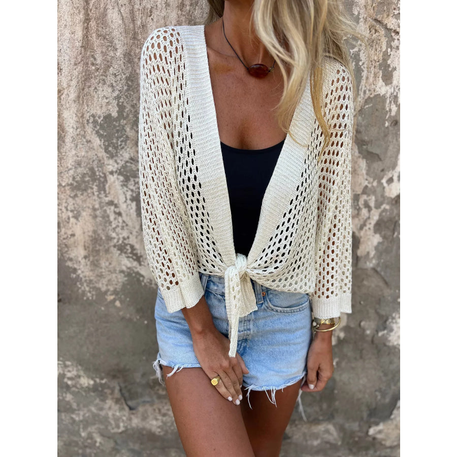 Tie-Front Crochet Knit Cover Up Apparel and Accessories