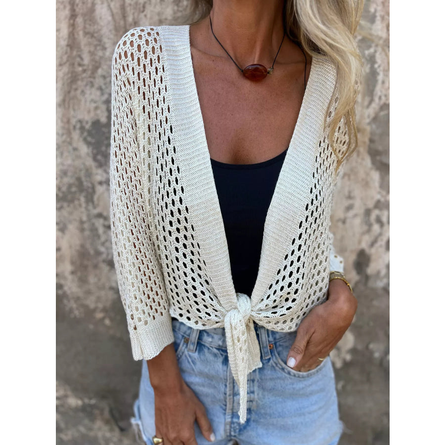 Tie-Front Crochet Knit Cover Up Apparel and Accessories