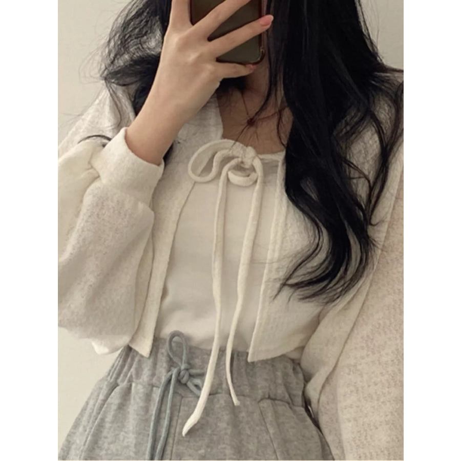 Tie-Front Cropped Cardigan Apparel and Accessories