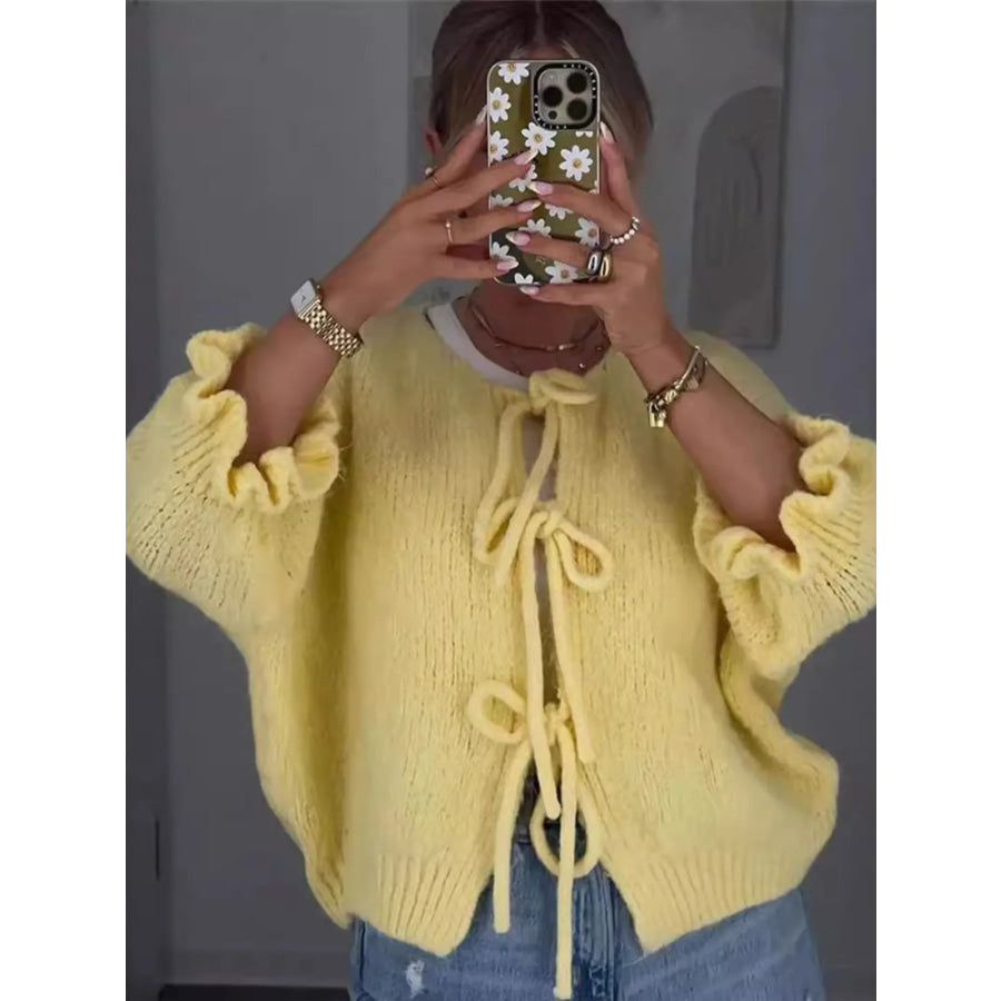 Tie-Front Cropped Cardigan Apparel and Accessories