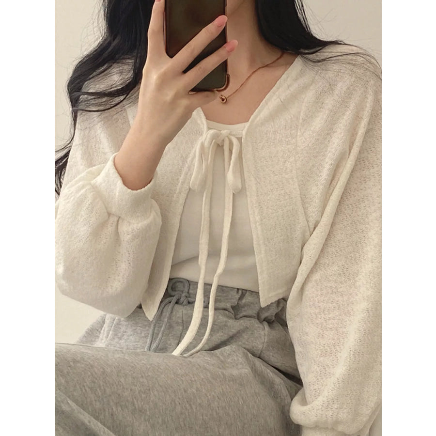 Tie-Front Cropped Cardigan Apparel and Accessories
