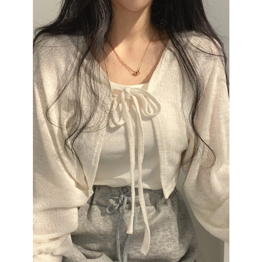 Tie-Front Cropped Cardigan Apparel and Accessories