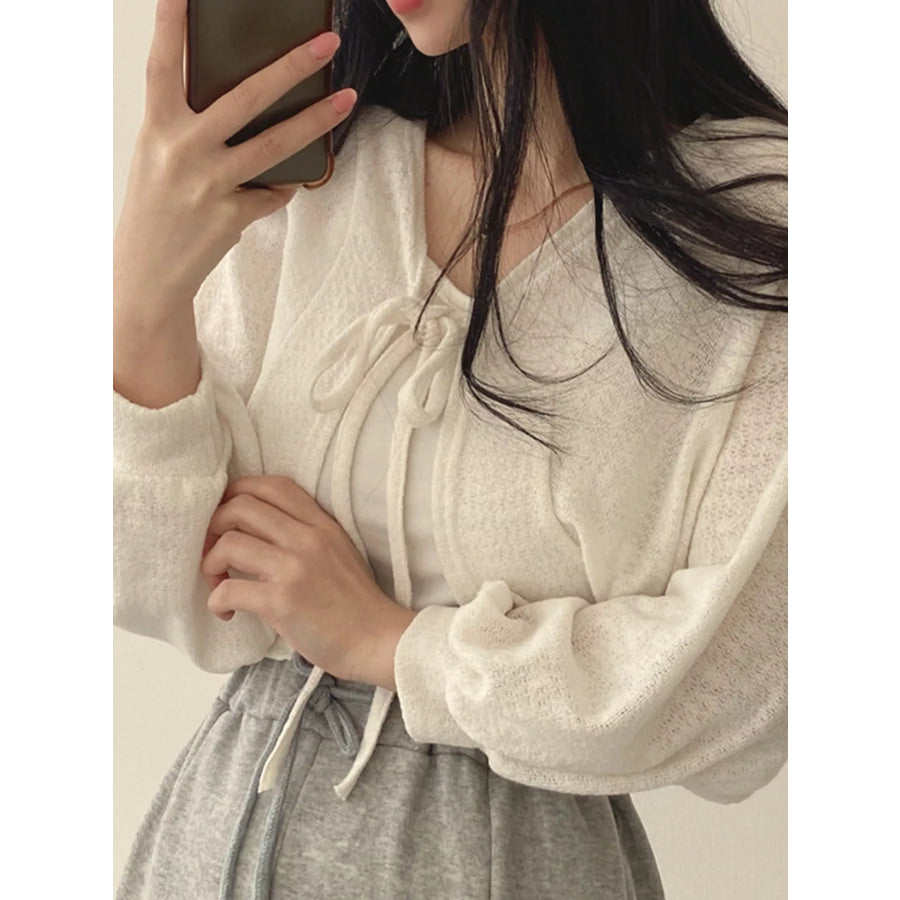 Tie-Front Cropped Cardigan Apparel and Accessories