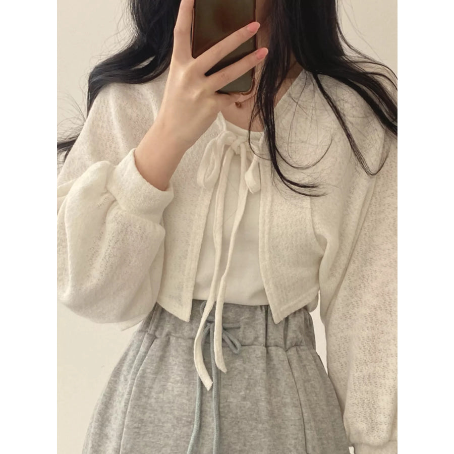 Tie-Front Cropped Cardigan Apparel and Accessories