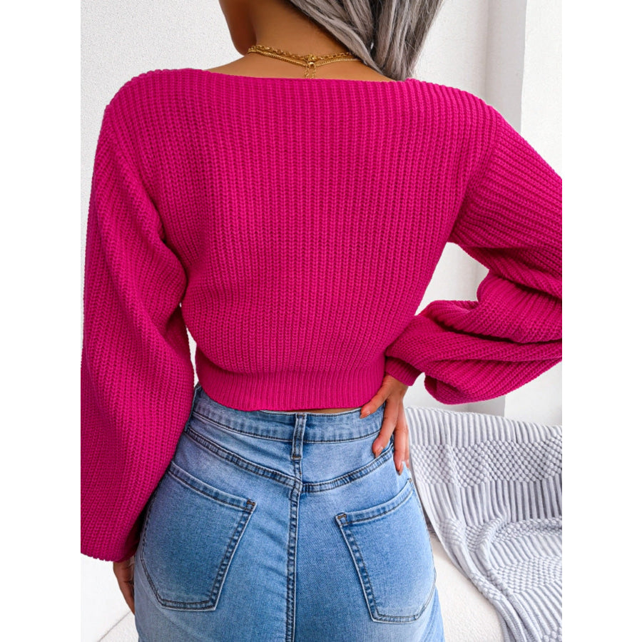 Tie-Front Cropped Sweater Apparel and Accessories