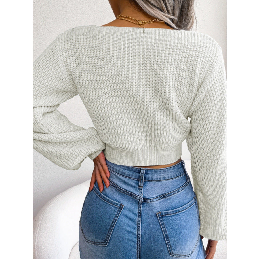 Tie-Front Cropped Sweater Apparel and Accessories