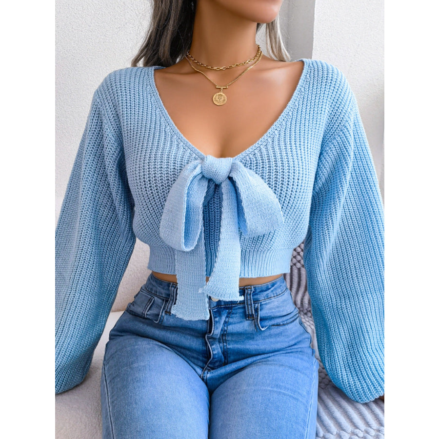 Tie-Front Cropped Sweater Apparel and Accessories