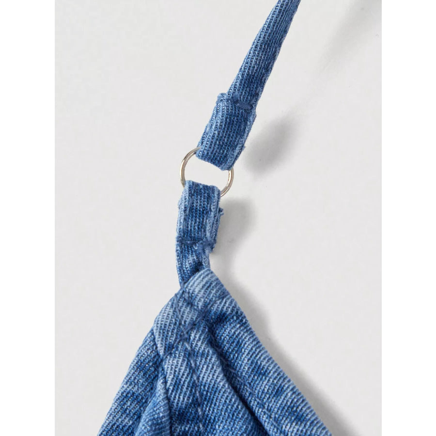 Tie-Front Denim Dress with Ruffled Hem Apparel and Accessories