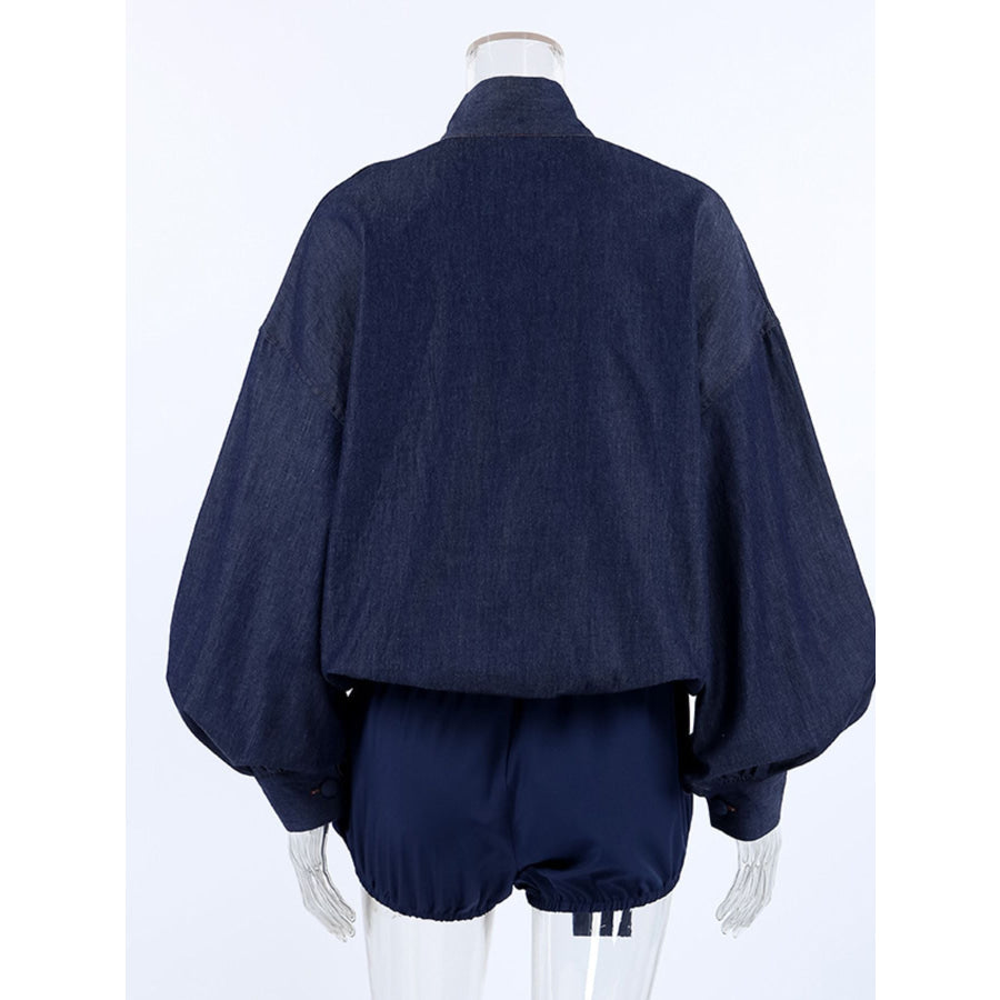 Tie Front Denim Top and Shorts Set Apparel and Accessories
