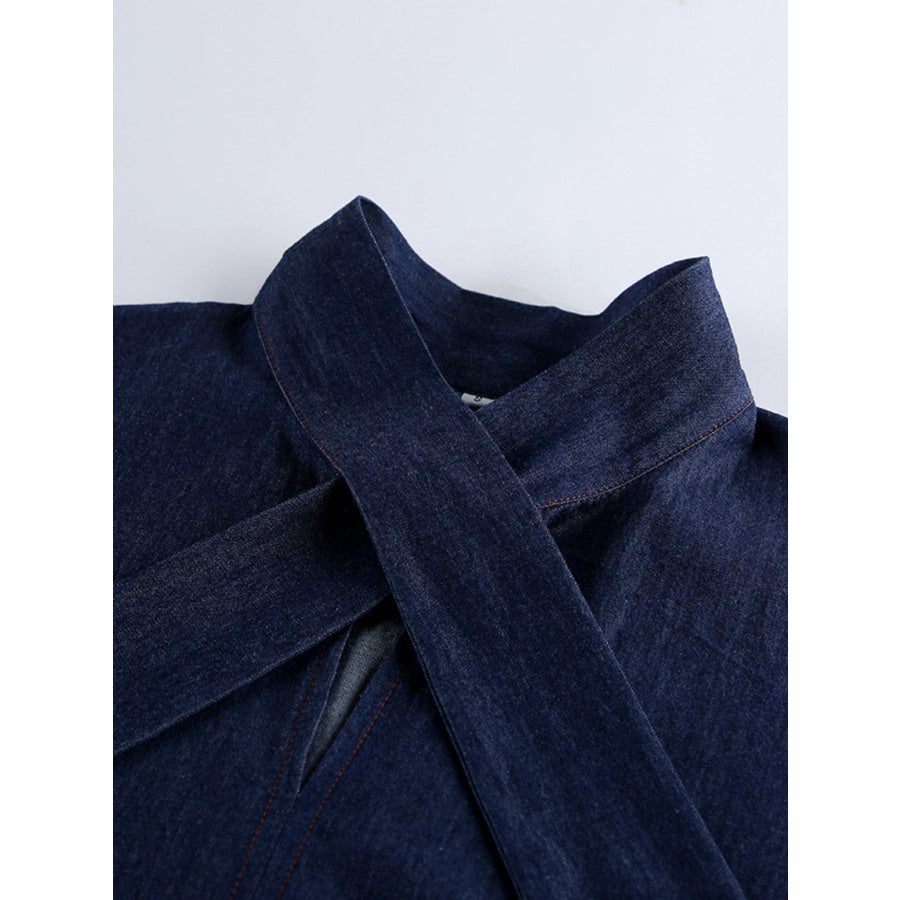Tie Front Denim Top and Shorts Set Apparel and Accessories