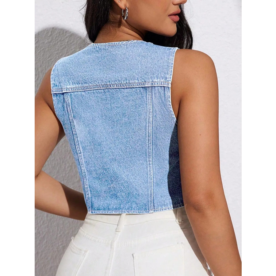 Tie-Front Denim Vest Apparel and Accessories