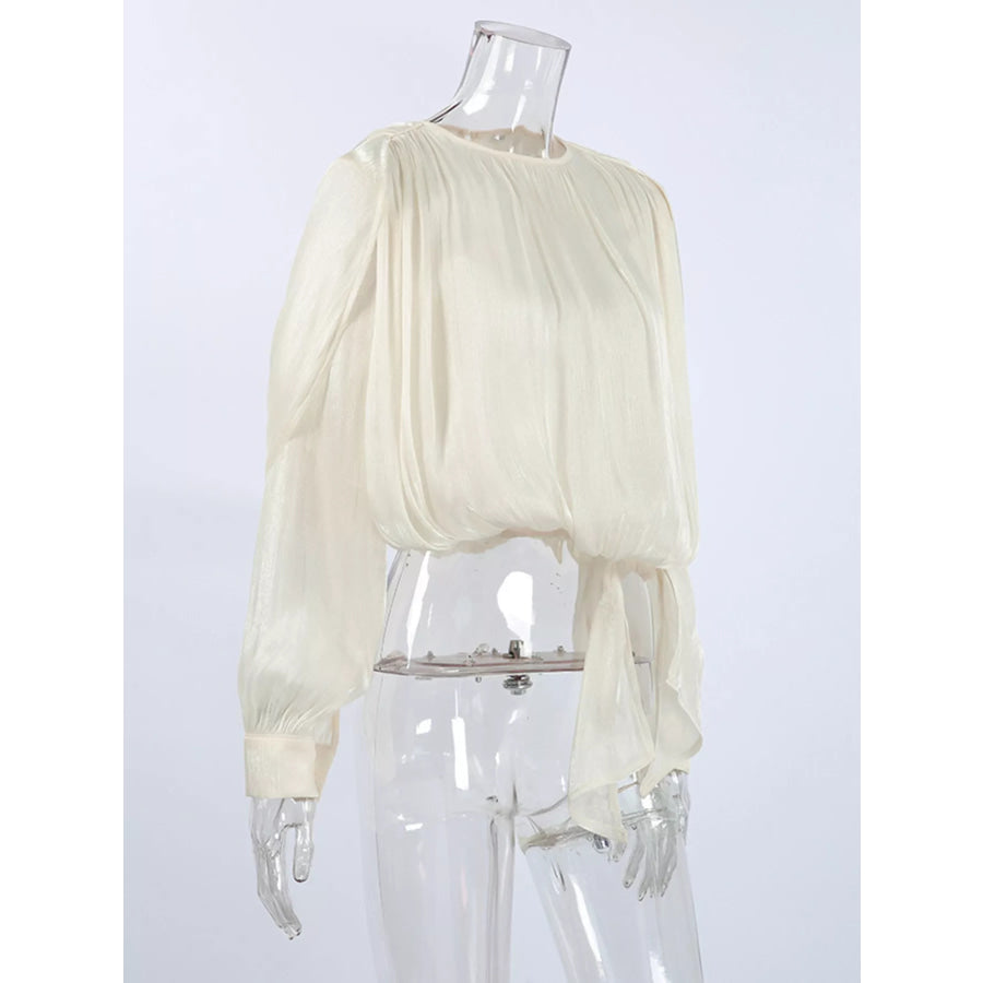 Tie-Front Detail Long Sleeve Blosue Apparel and Accessories