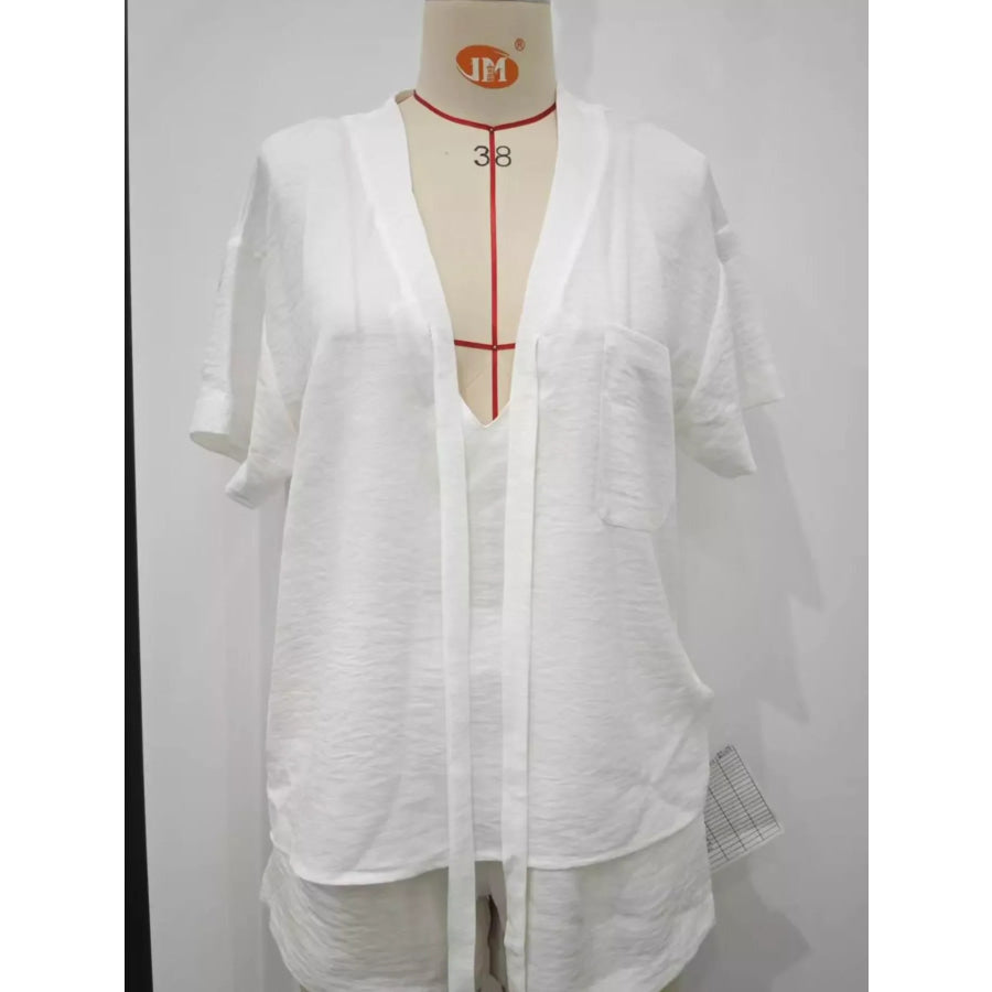 Tie-Front Half Sleeve Shirt and Shorts Set Apparel and Accessories