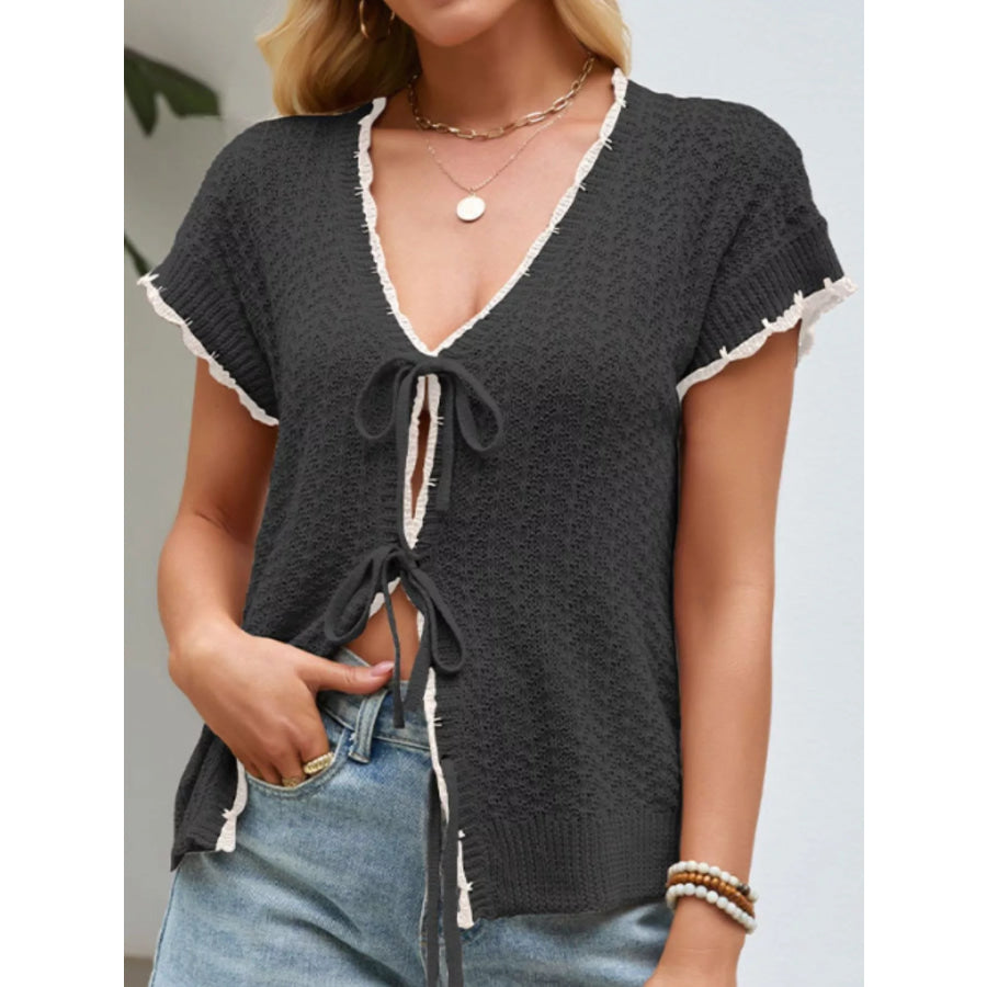 Tie-Front Knit Cardigan Apparel and Accessories