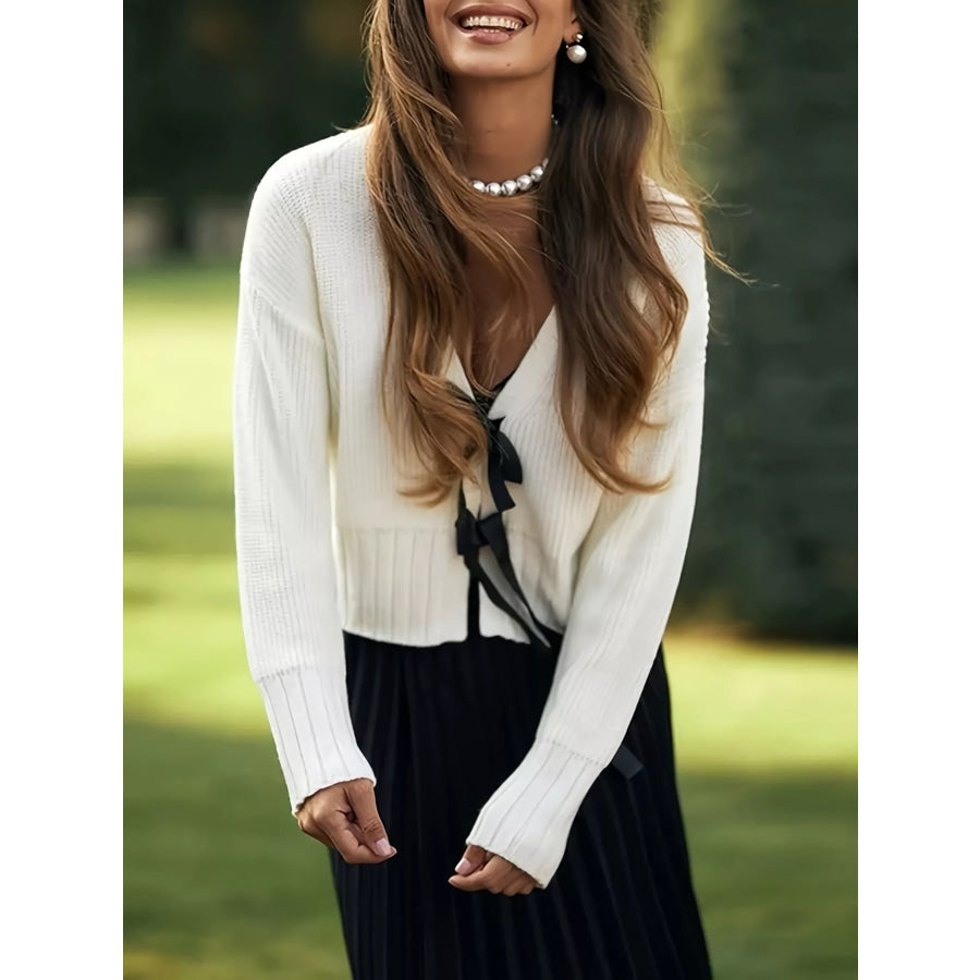 Tie Front Knit Cardigan Apparel and Accessories