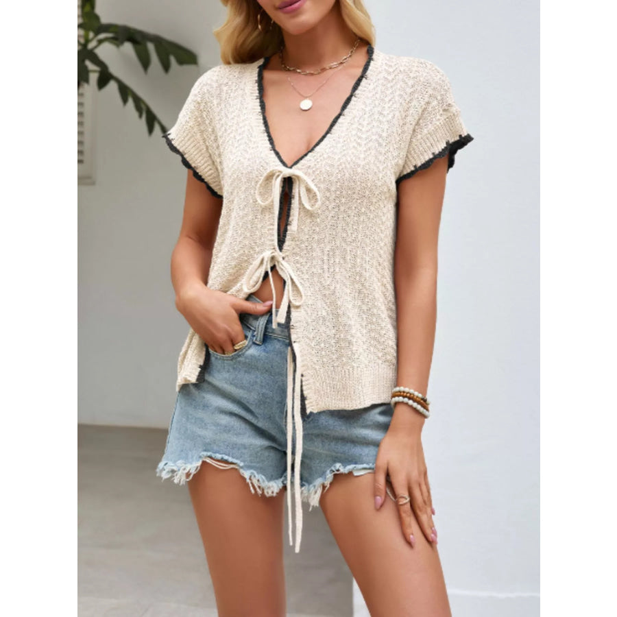 Tie-Front Knit Cardigan Apparel and Accessories