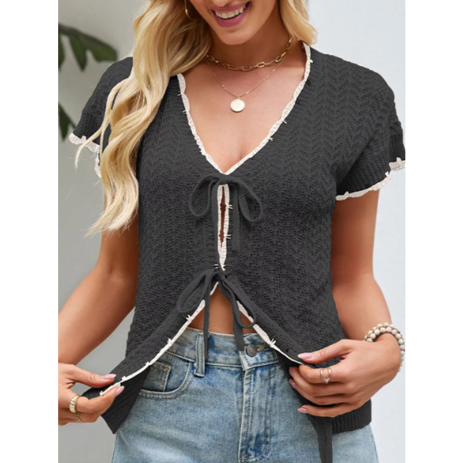 Tie-Front Knit Cardigan Apparel and Accessories