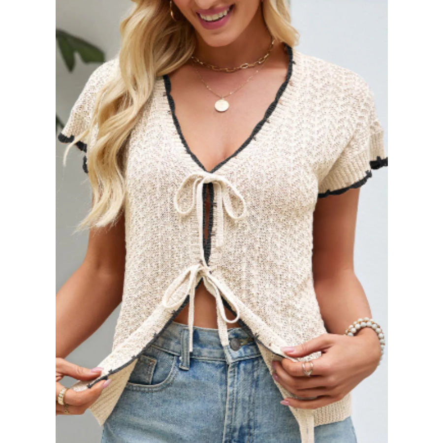 Tie-Front Knit Cardigan Apparel and Accessories