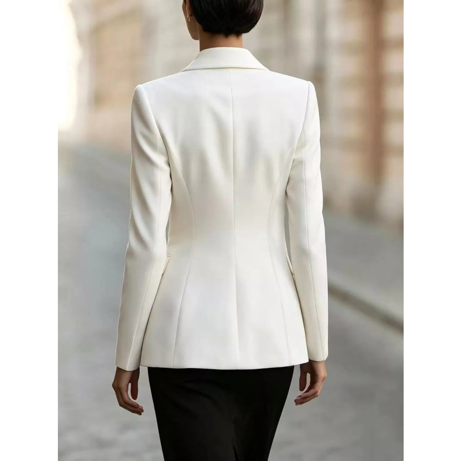 Tie-Front Lapel Collar Long Sleeve Blazer Apparel and Accessories