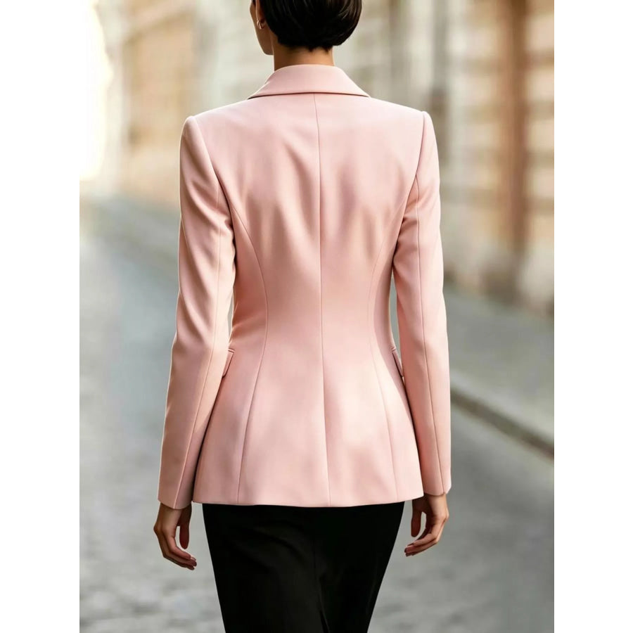 Tie-Front Lapel Collar Long Sleeve Blazer Dusty Pink / S Apparel and Accessories