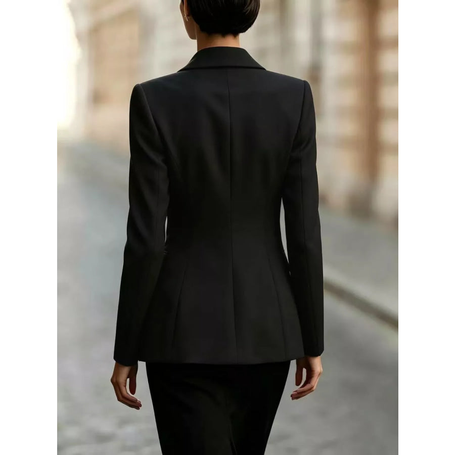 Tie-Front Lapel Collar Long Sleeve Blazer Apparel and Accessories