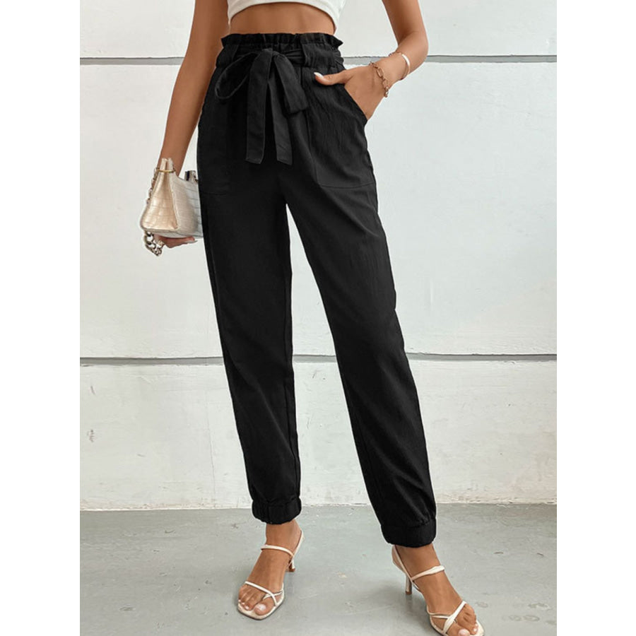 Tie Front Long Pants Black / S