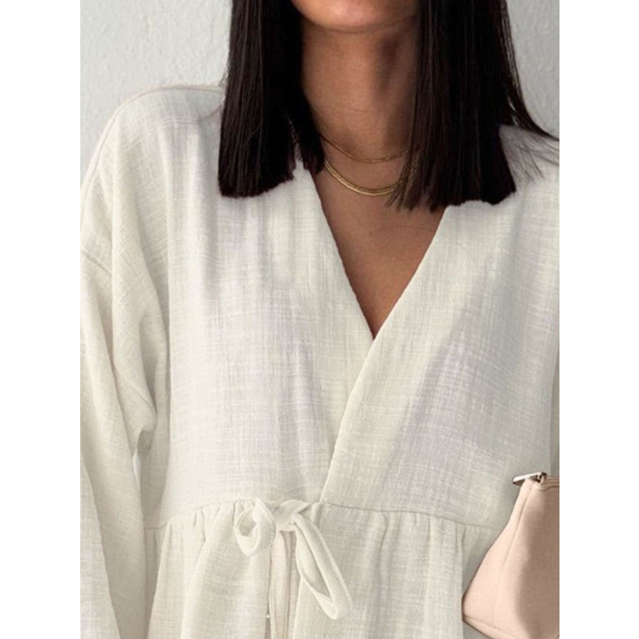 Tie Front Long Sleeve Shirt Apparel and Accessories