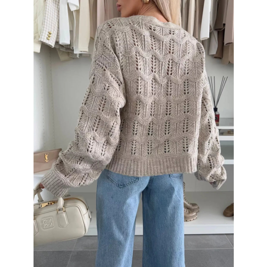 Tie-Front Openwork Cardigan Apparel and Accessories