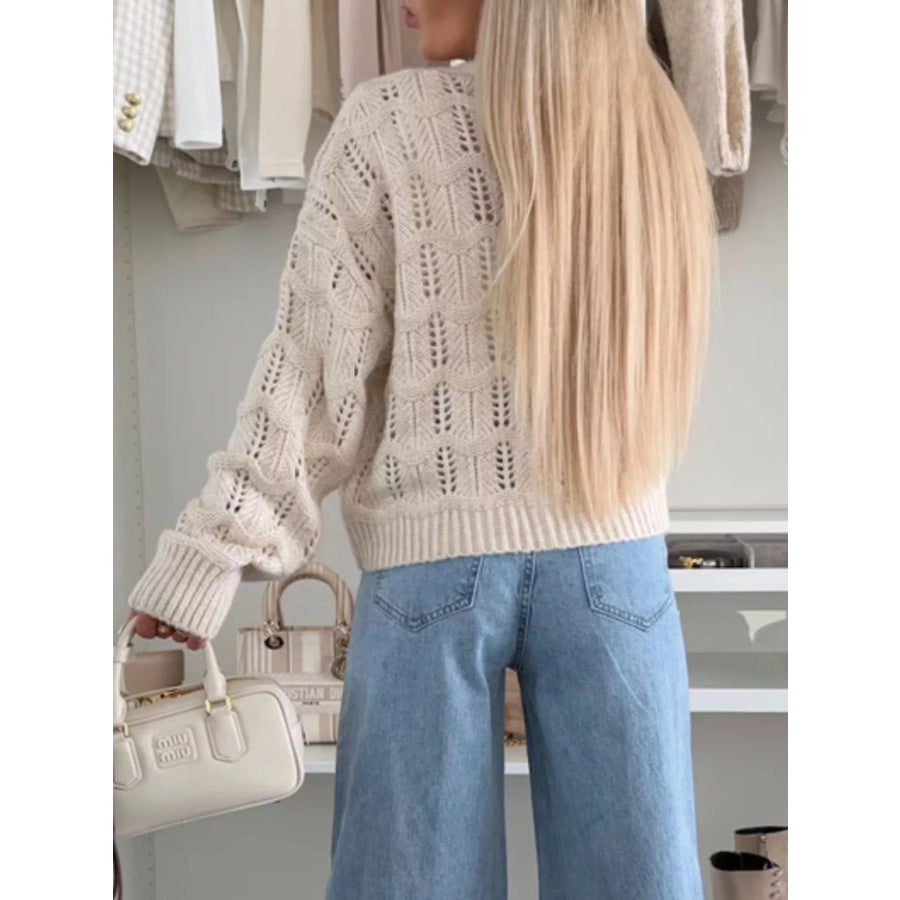 Tie-Front Openwork Cardigan Apparel and Accessories