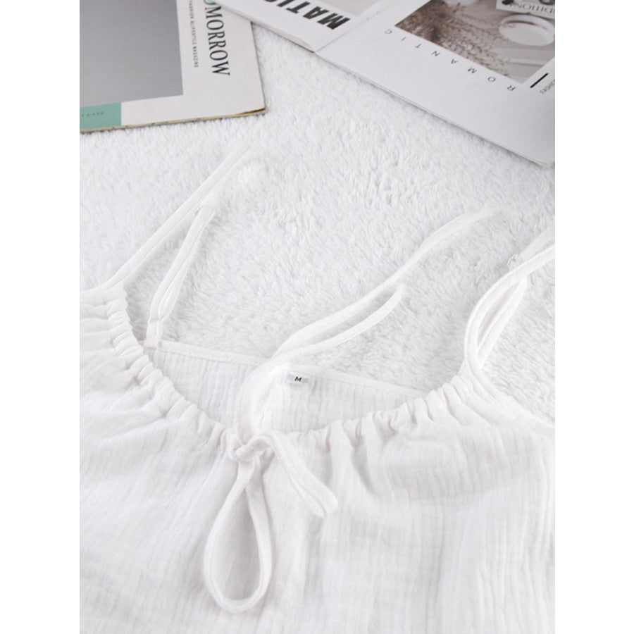 Tie Front Relaxed Fit Cami and Shorts Set Apparel and Accessories