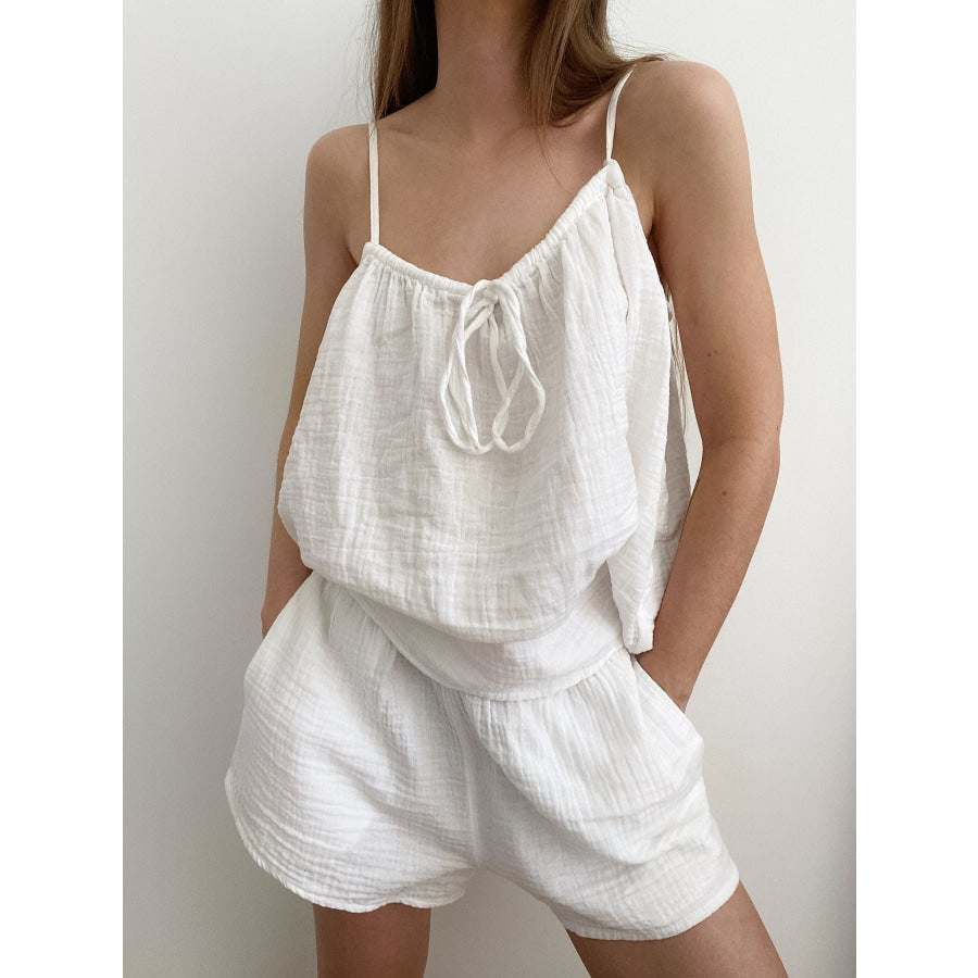 Tie Front Relaxed Fit Cami and Shorts Set Apparel and Accessories