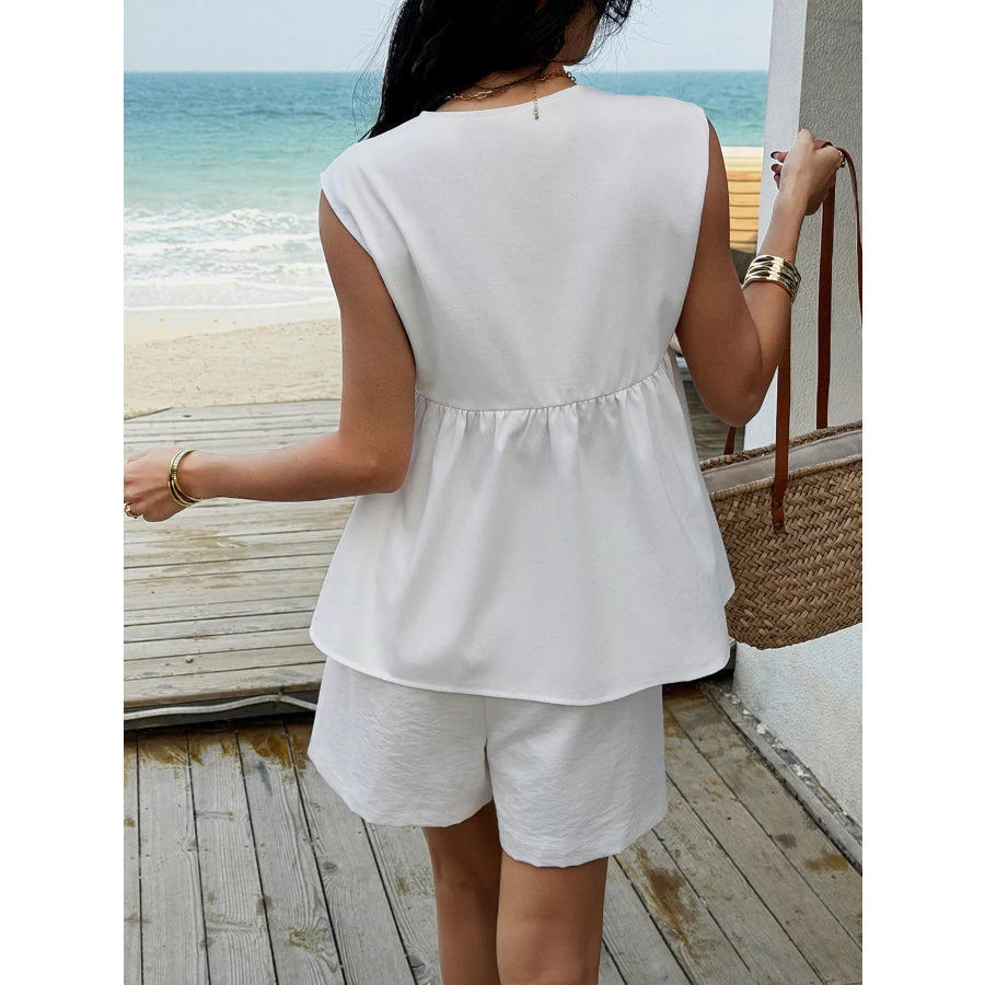Tie-Front Sleeveless Top and Shorts Set Apparel and Accessories