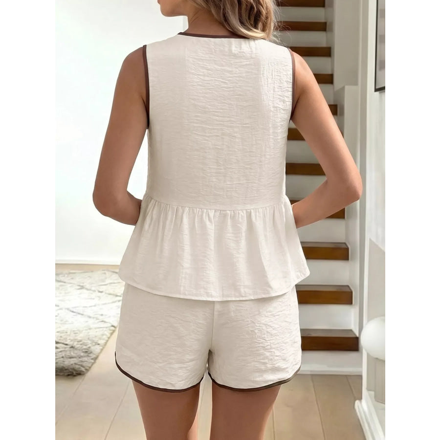 Tie Front Top and Shorts Set Apparel and Accessories