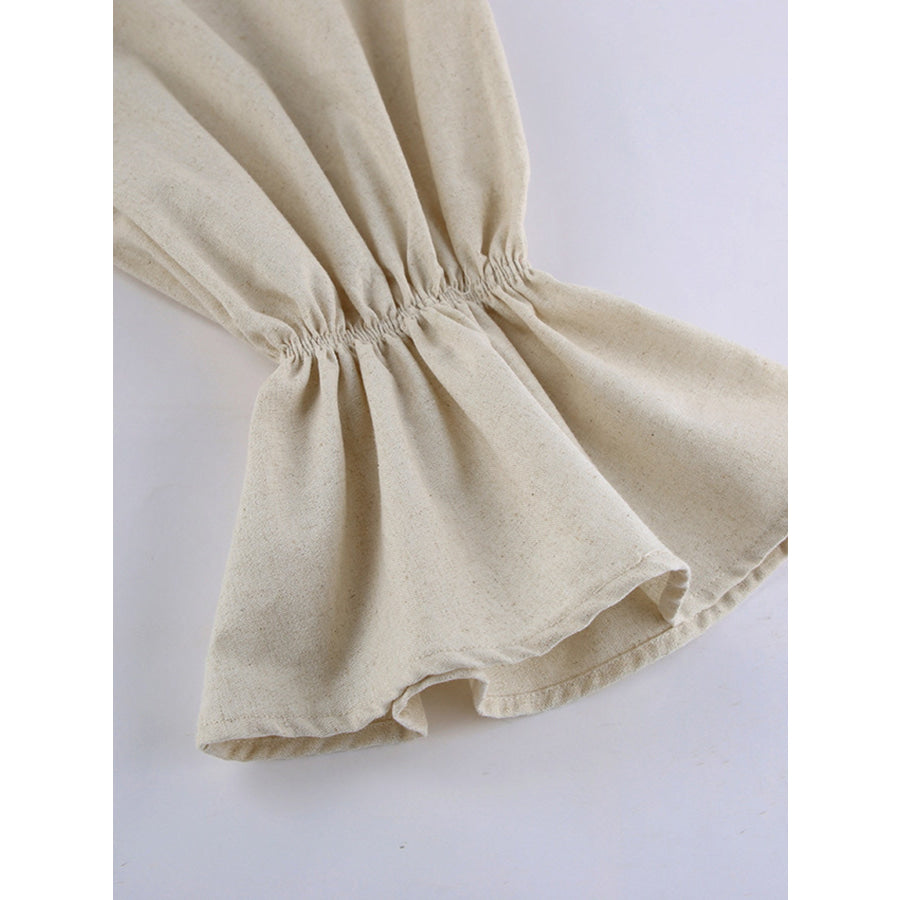 Tie Neck Flounce Sleeve Maxi Dress Apparel and Accessories