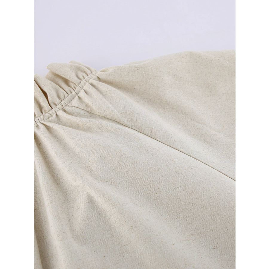 Tie Neck Flounce Sleeve Maxi Dress Apparel and Accessories