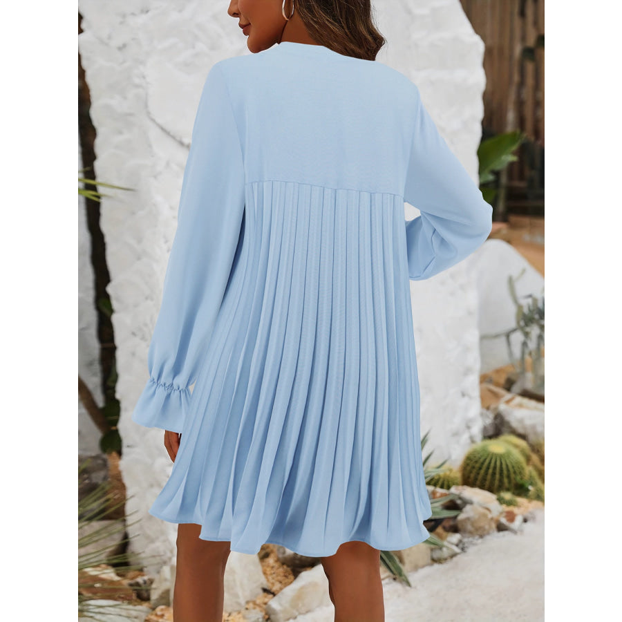 Tie Neck Flounce Sleeve Mini Dress Apparel and Accessories