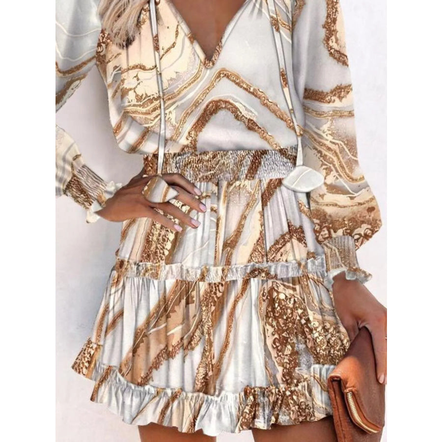 Tie Neck Lantern Sleeve Dress Apparel and Accessories