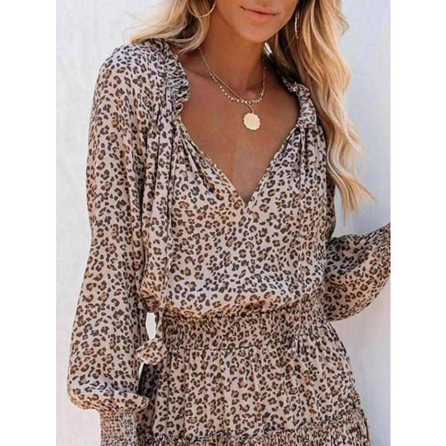 Tie Neck Lantern Sleeve Dress Apparel and Accessories