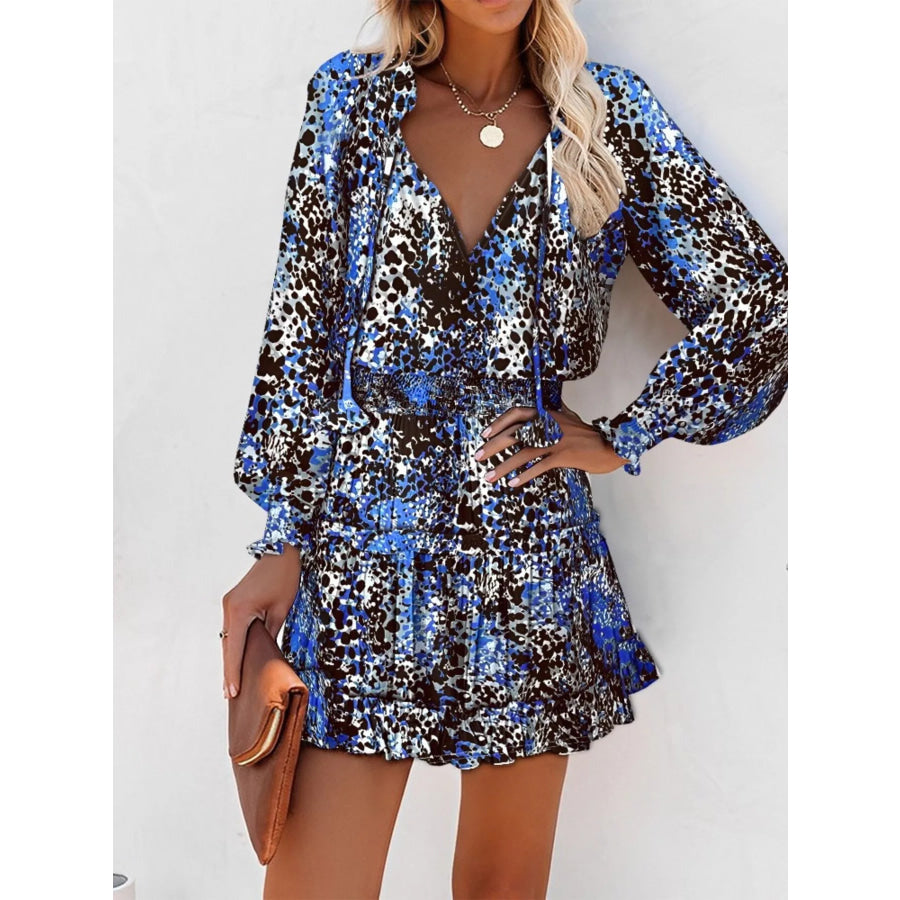 Tie Neck Lantern Sleeve Dress Apparel and Accessories