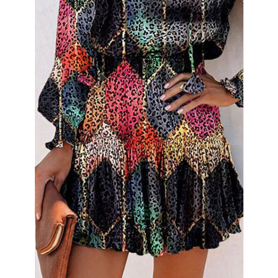 Tie Neck Lantern Sleeve Dress Apparel and Accessories