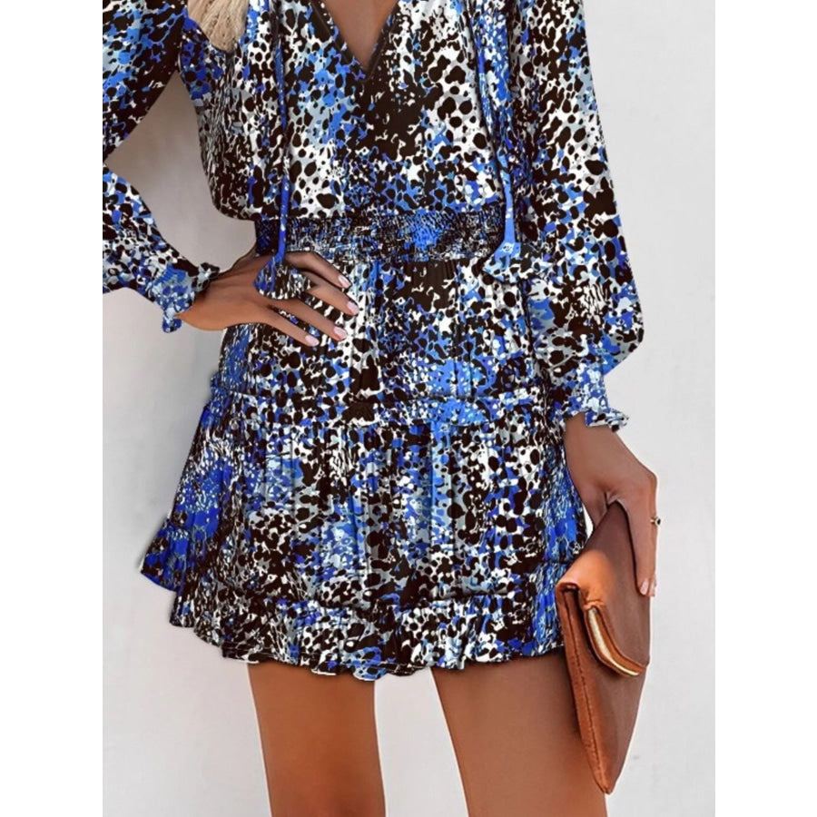 Tie Neck Lantern Sleeve Dress Apparel and Accessories