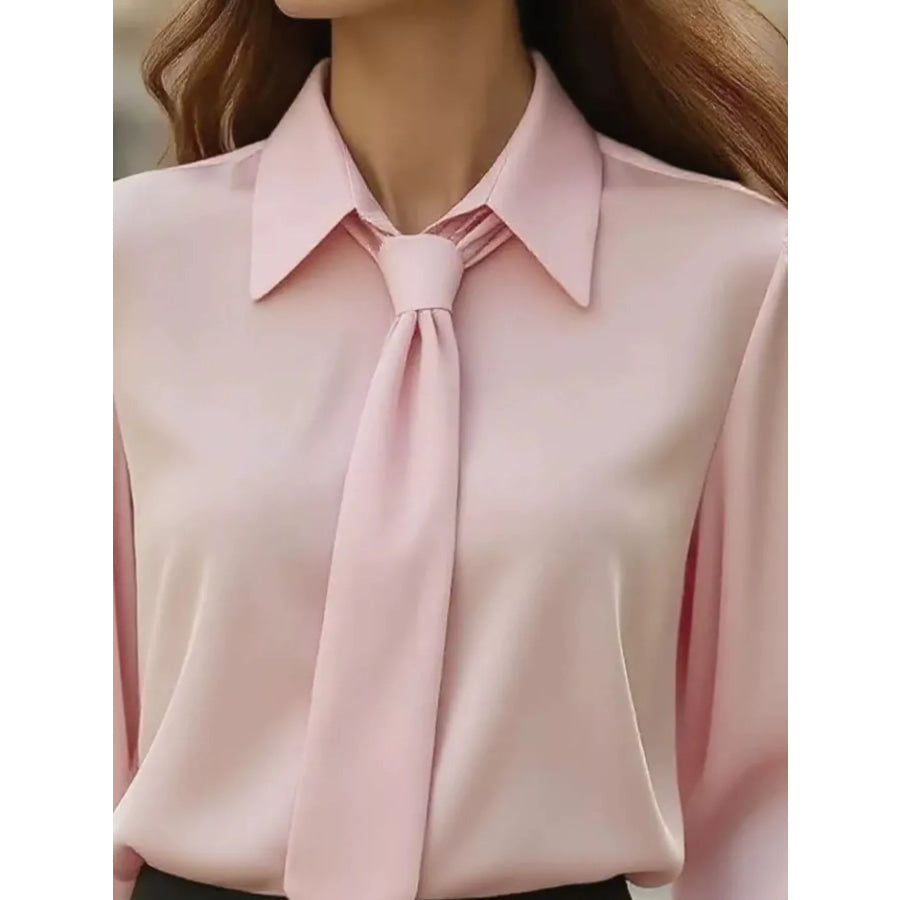 Tie-Neck Long Sleeve Blouse Apparel and Accessories
