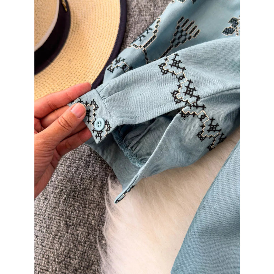 Tie Neck Long Sleeve Blouse Apparel and Accessories