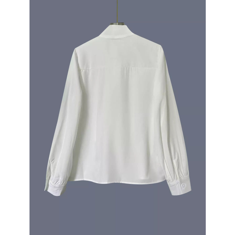 Tie-Neck Long Sleeve Blouse Apparel and Accessories
