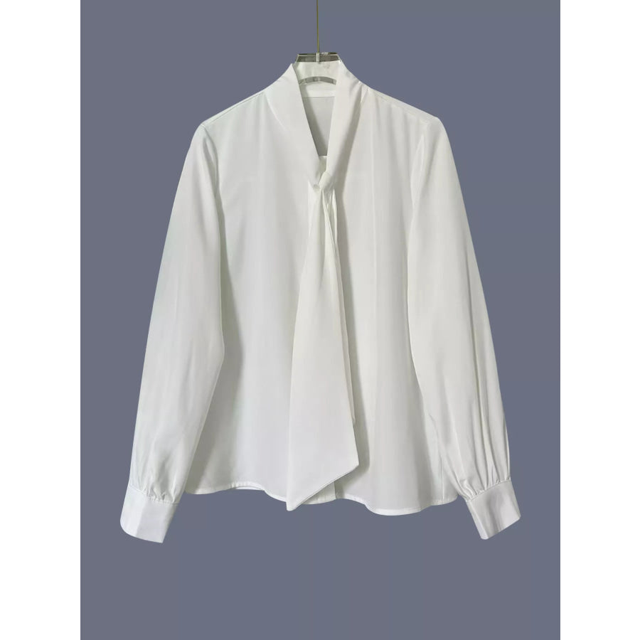 Tie-Neck Long Sleeve Blouse Apparel and Accessories